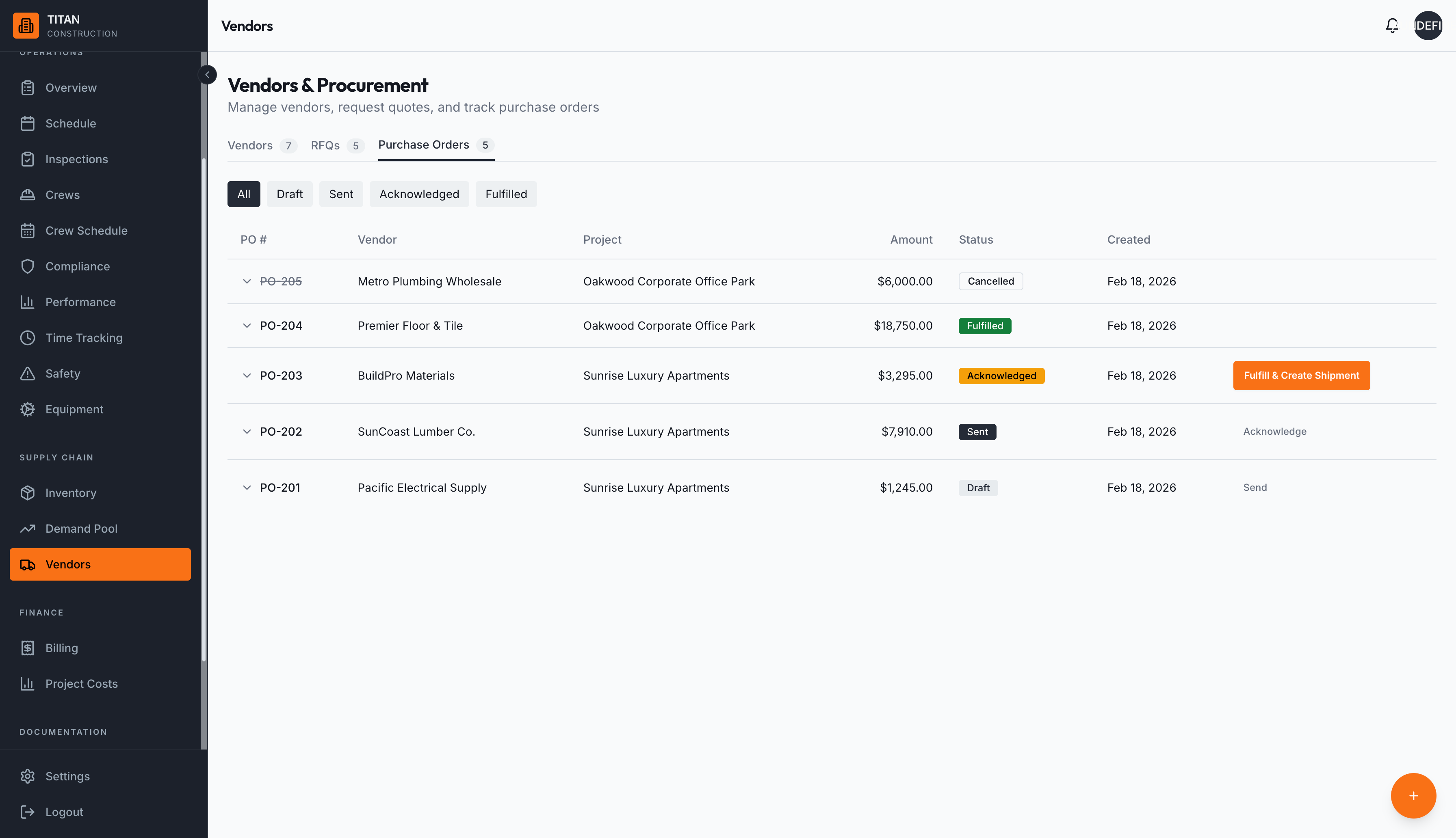 Purchase order tracking